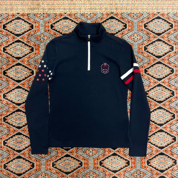 캘러웨이 시그니처로고 네이비 반집업 골프 티셔츠 여성S