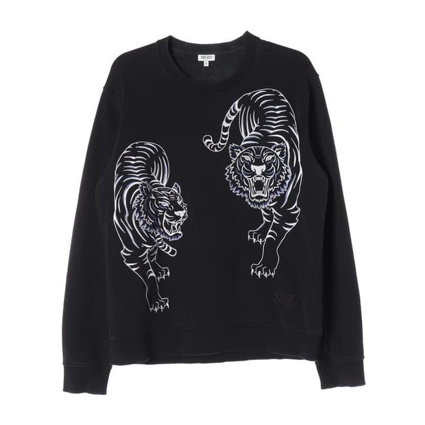 KENZO 더블 타이거 자수 스웨트셔츠 블랙 XL