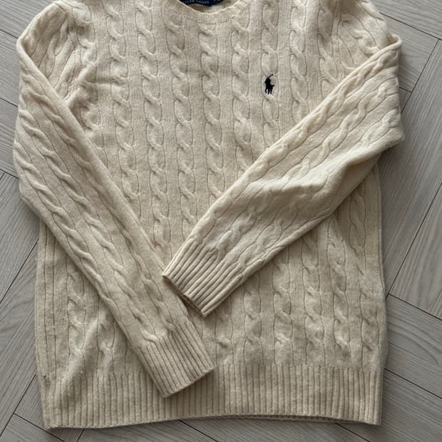 폴로 케이블니트 아이보리 라지