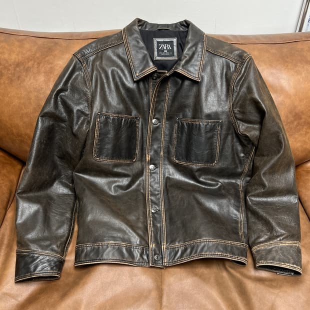 [L-XL] ZARA 버팔로 리얼레더 가죽자켓