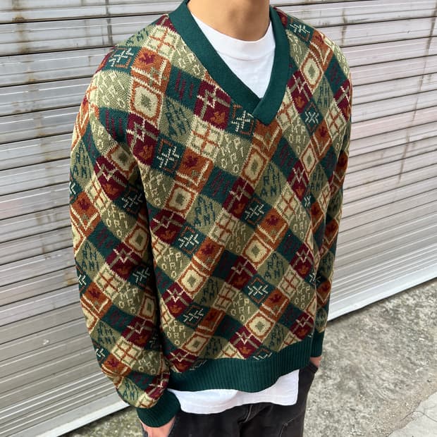 [L] 80s 엠포리오 아르마니 패턴 스웨터