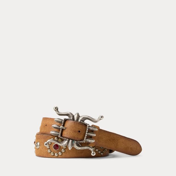 rrl 벨트 스터디드 러프아웃 스웨이드 36