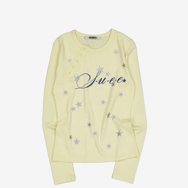 셋업이엑스이 star henley neck top 슬리브 티셔츠