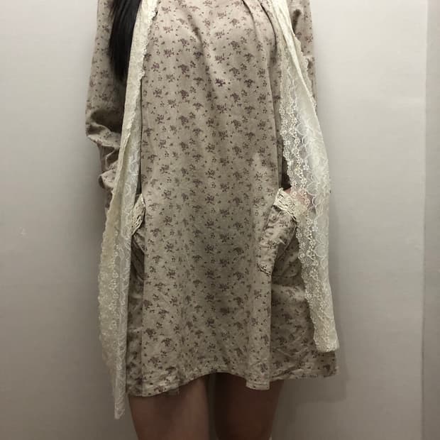 빈티지 오트밀 플라워 원피스