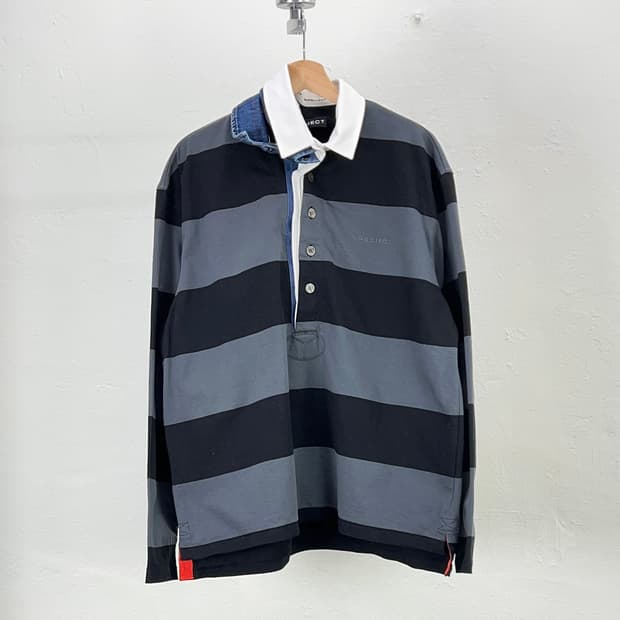 와이프로젝트 23ss 스트라이프 멀티 카라 럭비 폴로 셔츠 