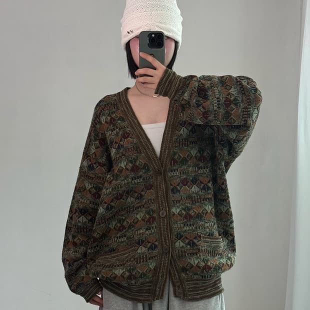 미쏘니 빈티지 패턴 가디건