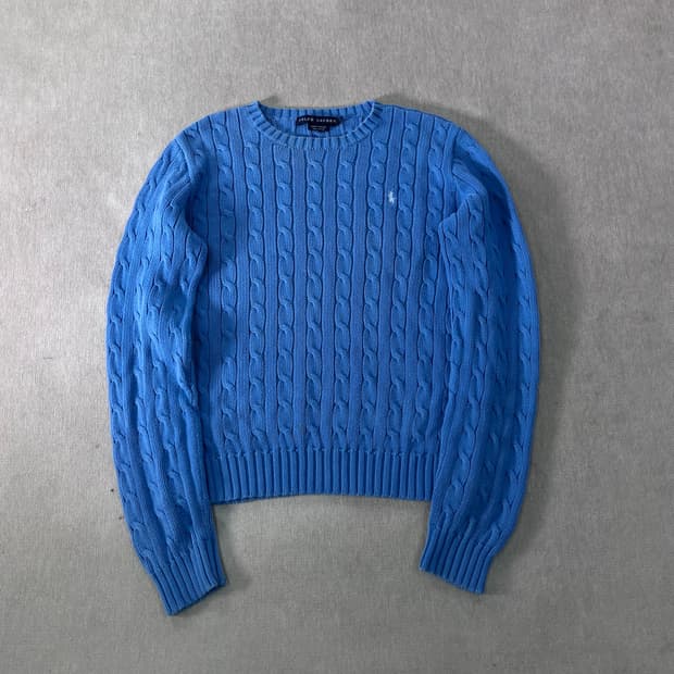 W95 폴로랄프로렌 스카이블루 꽈배기 니트