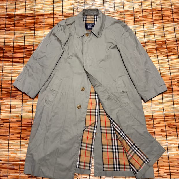 90년도 버버리 노바체크 싱글 카 코트 