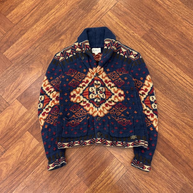 S 폴로 랄프로렌 데님앤서플라이 노르딕 패턴 숄카라 니트 가디건