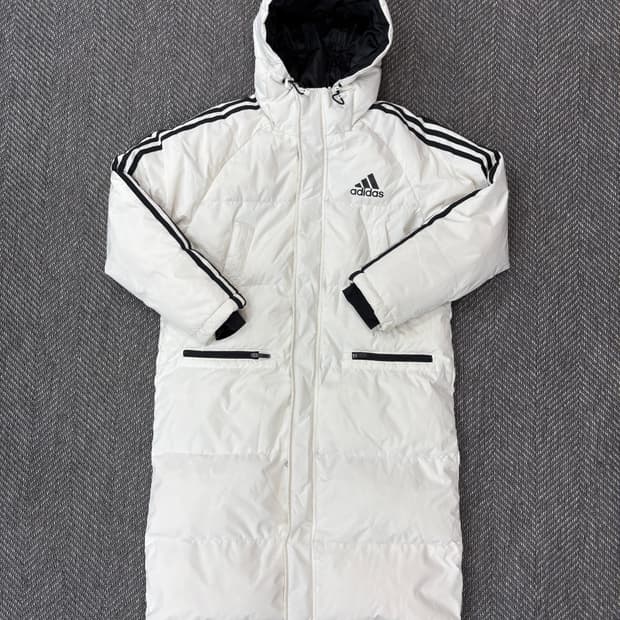 아디다스 삼선 롱패딩 화이트