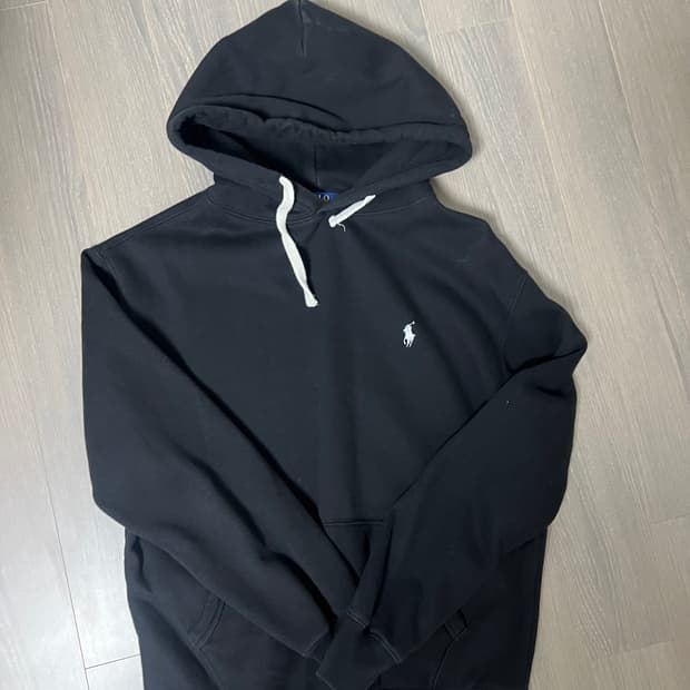 폴로 블랙 기모 후드티