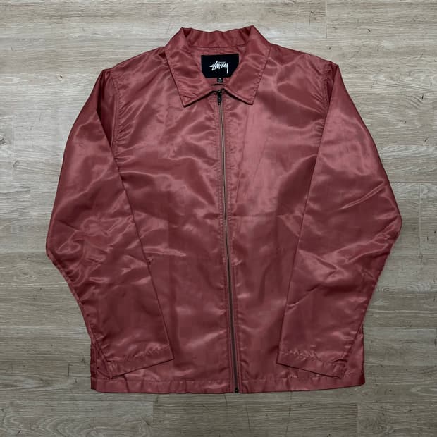 스투시 인터내셔널 백로고 체크 코치자켓 [톤다운 핑크/로즈] L/100