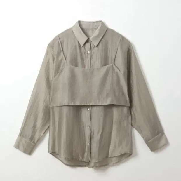 제이투유 리본 뷔스티에 레이어링 셔츠(토프베이지)