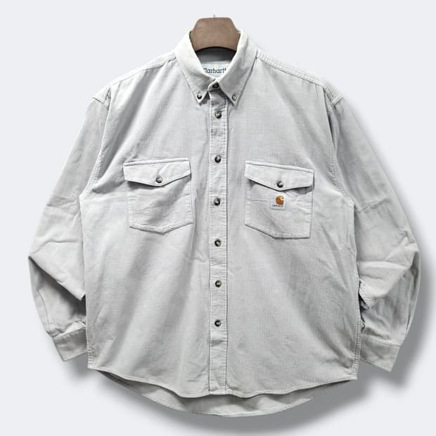 [M] 칼하트 그레이 코듀로이 투포켓 긴팔셔츠