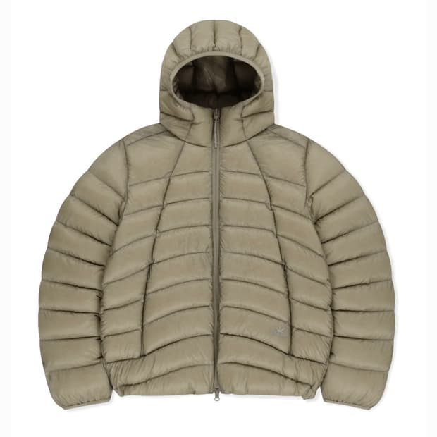 Hooded Fly Light Down Jacket (Stone, M)