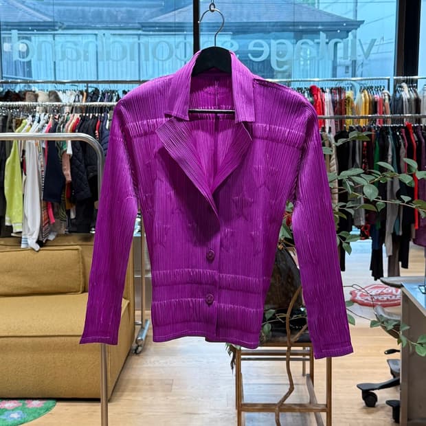 플리츠 플리즈 딥핑크 스타 링컬 자켓 