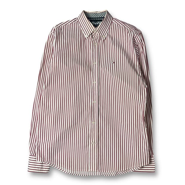 타미힐피거 레드 화이트 스트라이프 긴팔 셔츠 빈티지핏 M