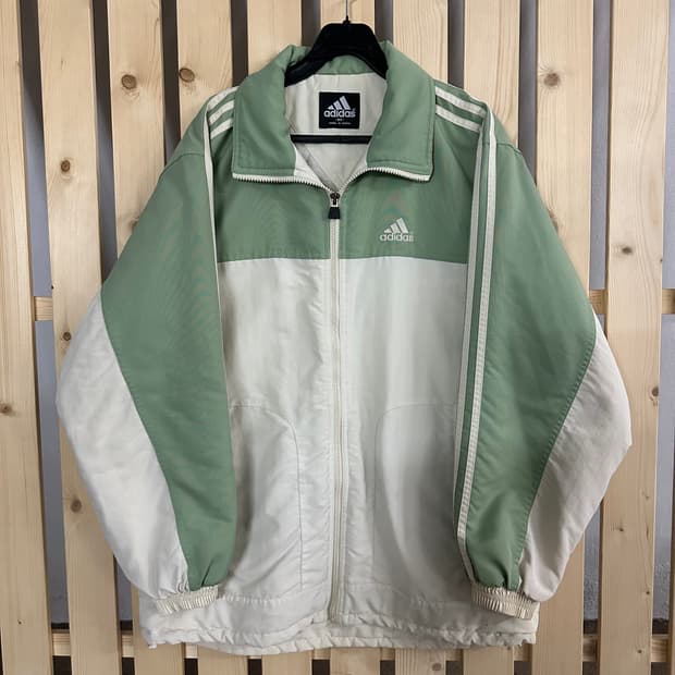 (L) 아디다스 00s 아이보리 민트 누빔 바람막이 자켓
