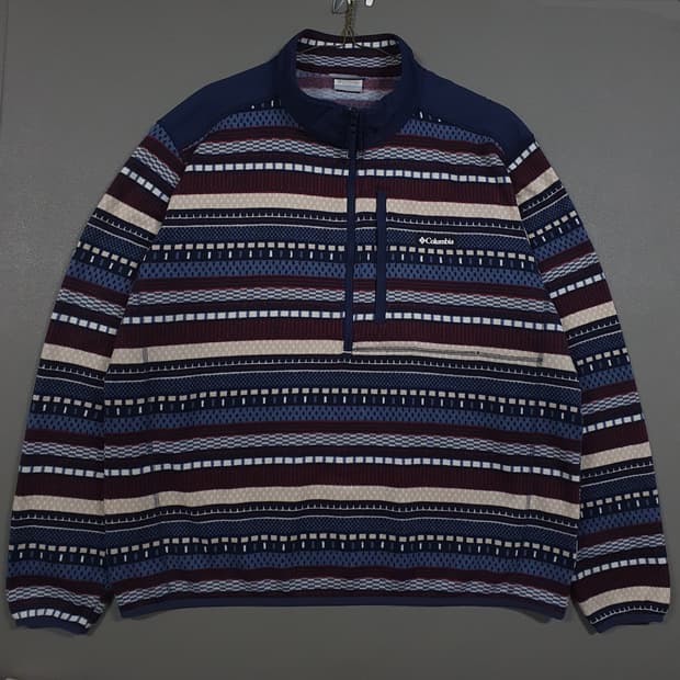 2XL) 컬럼비아 신형 스웨터 웨더2 프린트 하프집업 플리스 신칠라