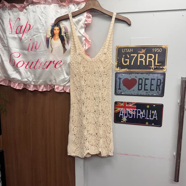 V-Neck Crochet Knit Dress