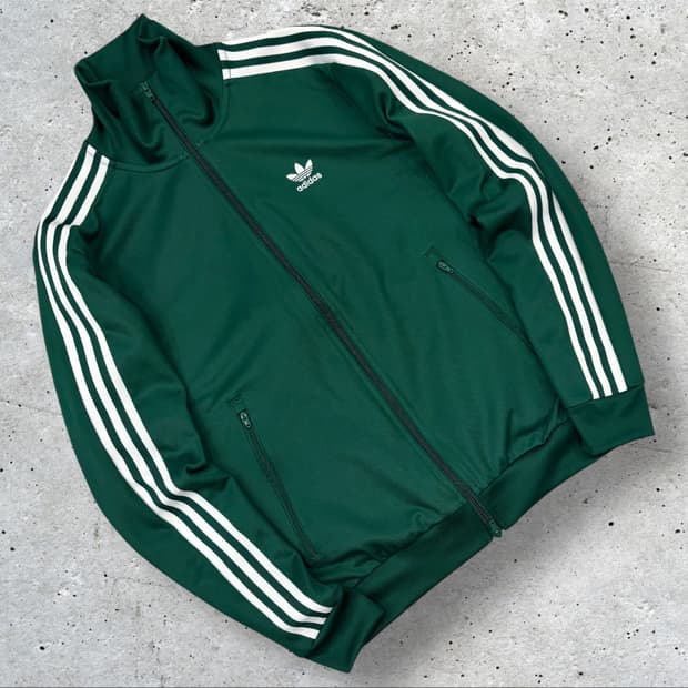 [S] 22s 아디다스 베켄바우어 삼선 트랙탑 져지 집업 그린 D312