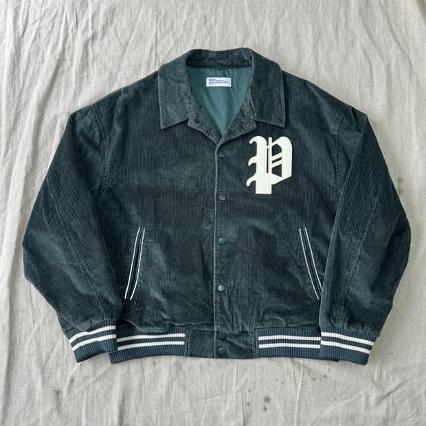 파르티멘토 코듀로이 그린 크롭 봄버 자켓 M