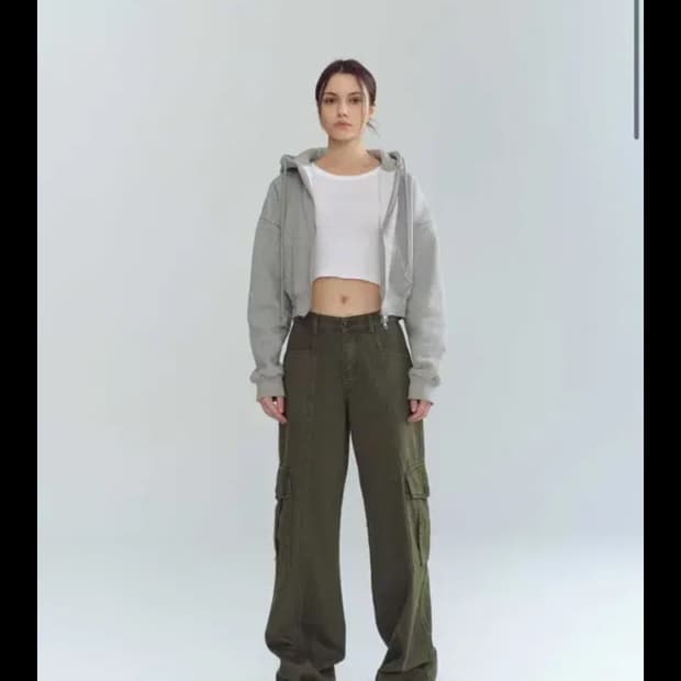 Lovers Tide 올리브 카고 바지