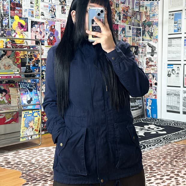 아디다스 네이비 코튼 양털 야상 점퍼