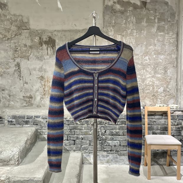 톰 그레이하운드 믹스 모헤어 스트라이프 가디건