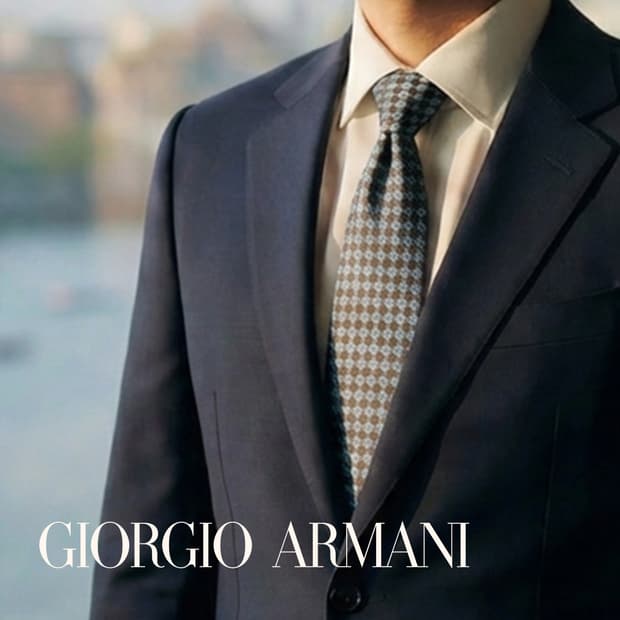 조르지오 아르마니 블루 마름모 자카드 넥타이 9.2cm A+등급 E773