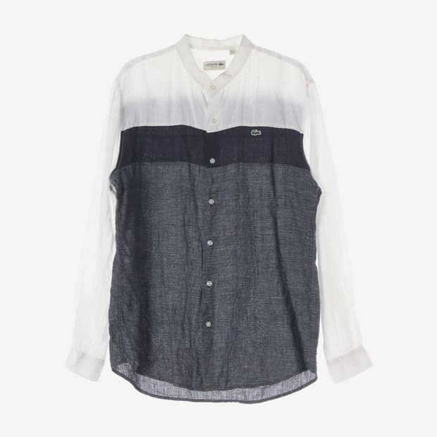 라코스테 3단 컬러블록 린넨 헨리넥 셔츠 L