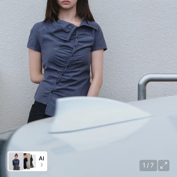 [레이 PICK]High neck shirring button shirt