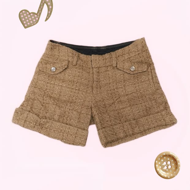 오네갸루 세련갸루 트위드 포인트 숏팬츠