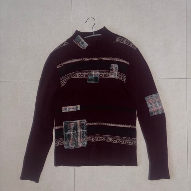 라프시몬스 05aw 목폴라 패치 니트