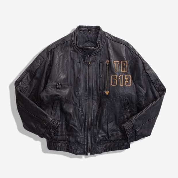 T-1928 90s Top Rider cow hide biker jkt