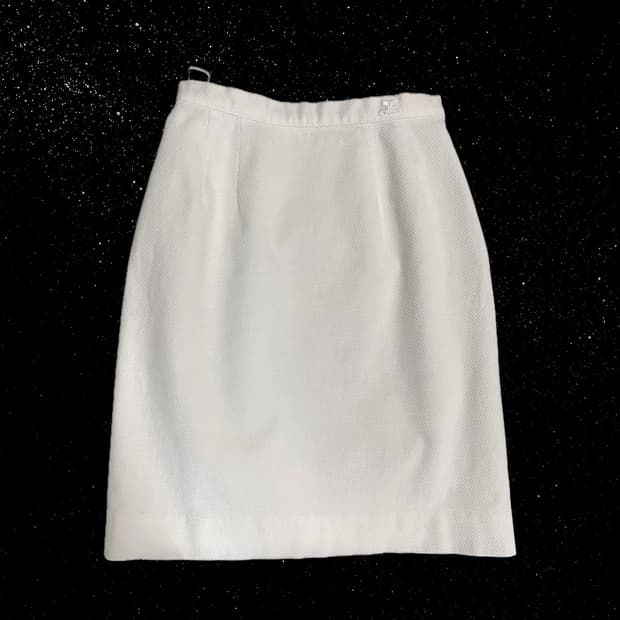 courrēges 꾸레쥬 h라인 아이보리 미디 스커트