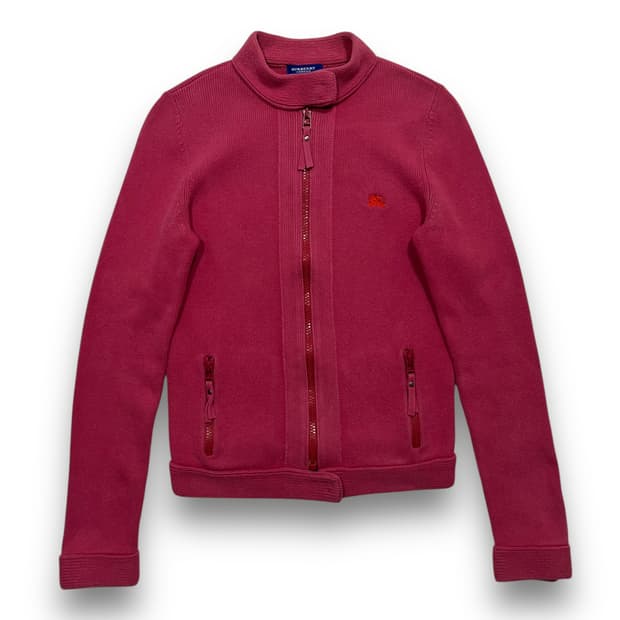 버버리 블루 라벨 y2k 딥 핑크 슬림 라이더 자켓