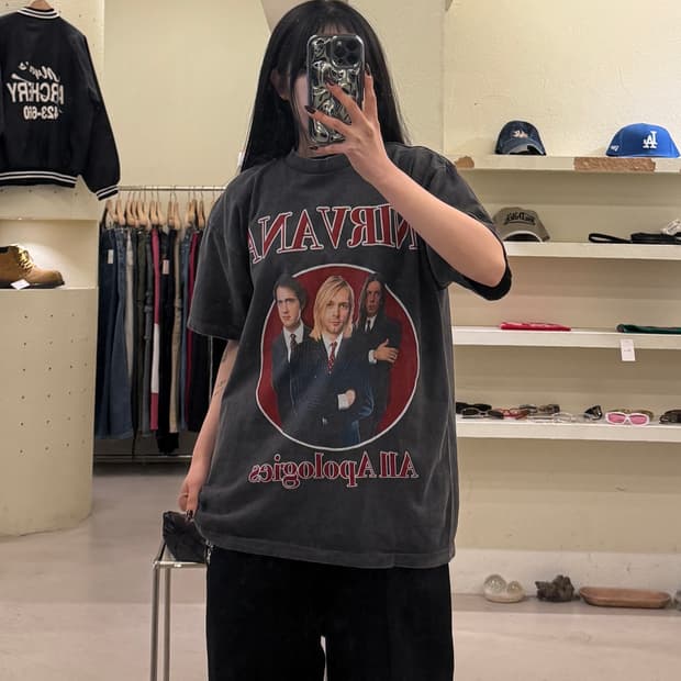 빈티지 너바나 밴드 앨범 그래픽 티셔츠 U1197