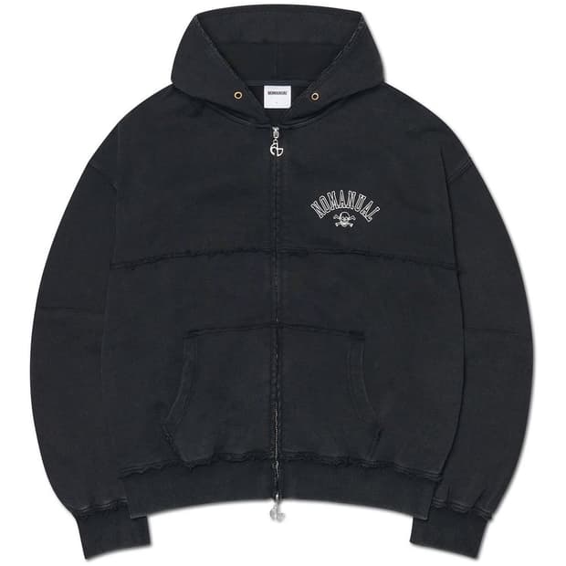 노매뉴얼 RAW EDGE HOODED ZIP-UP 후드 집업 블랙 L