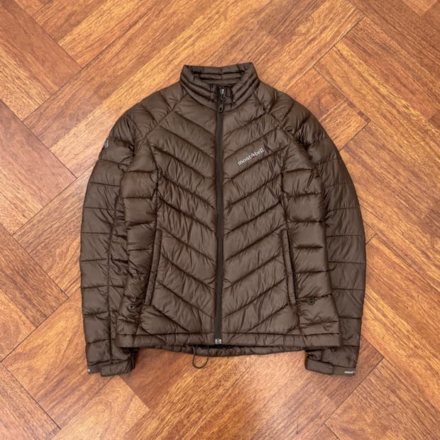 여성용 S 몽벨 브라운 경량 패딩 자켓 