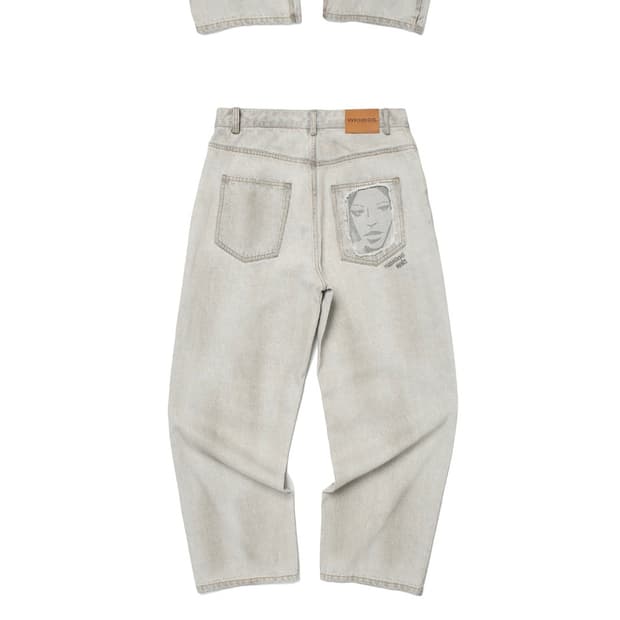 위캔더스 페이스 데님팬츠 그레이 face denim pants