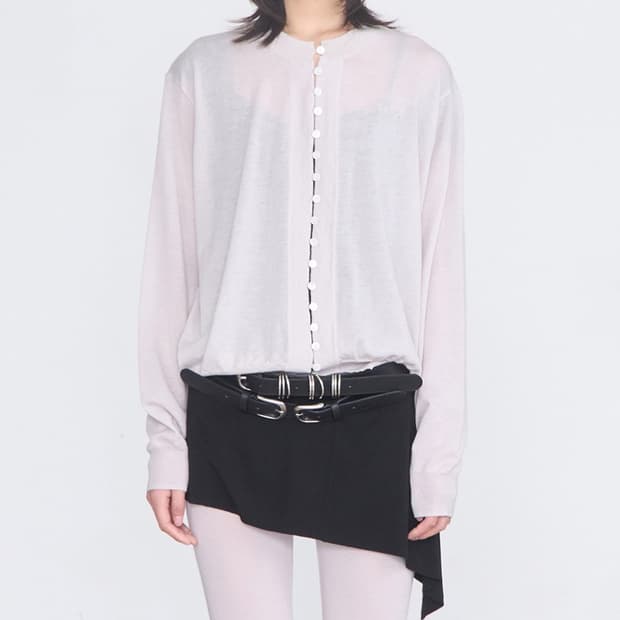 세릭 핀치 니트 가디건 라이트그레이