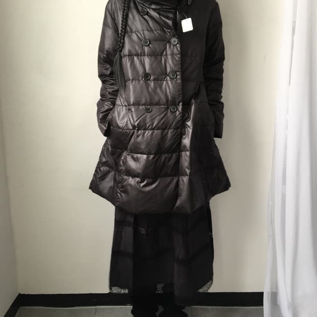 High neck double button padded jacket