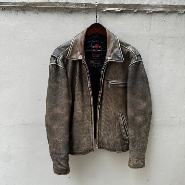 R.B.C 빈티지 레더 라이더 자켓