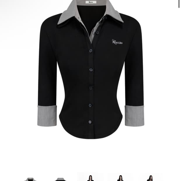카시코 더블 카라 슬림 셔츠 블랙 M