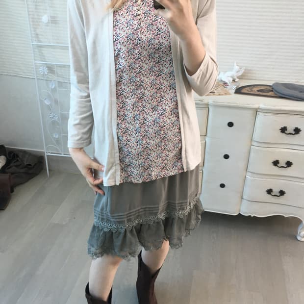 jpn vintage 하구미 플라워 레이어드 티셔츠