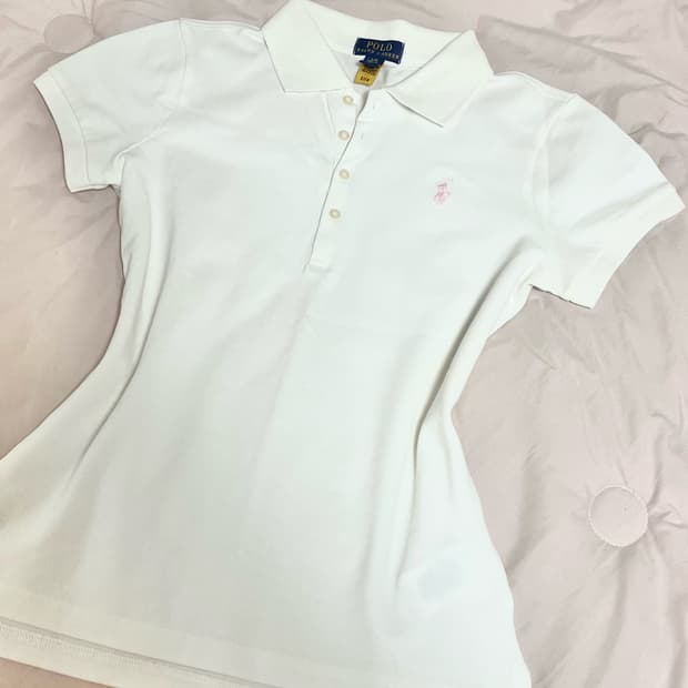 폴로 랄프로렌 화이트 + 연핑 포니 흰핑 카라티 반팔 s