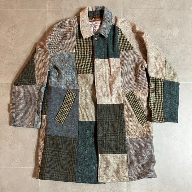 해리스트위드 패치워크 코트