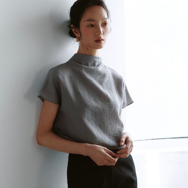 플레르 플리츠 블라우스_퍼플그레이 (S)