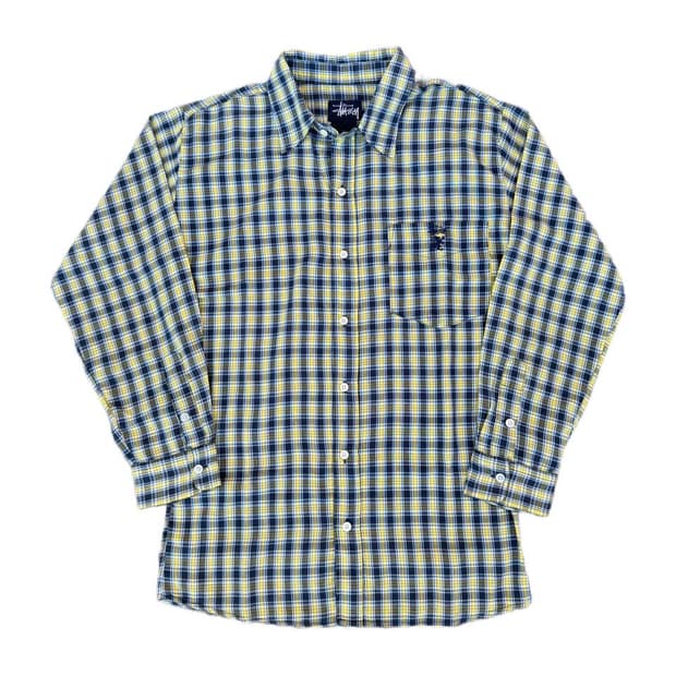 90s Stussy striped check boarder shirts